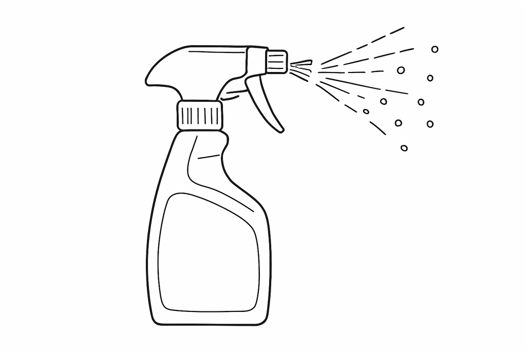 outline of a spray bottle spraying 
